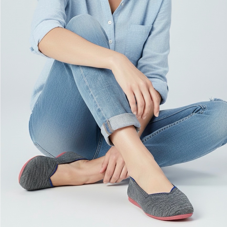 Rothy's Gray And Pink Loafers